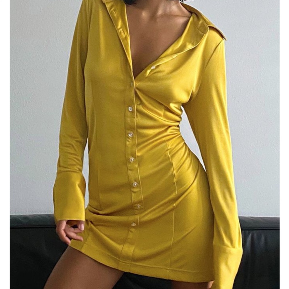UO Yellow Shirt Dress Size L